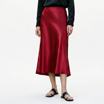 Isabella - Elegant Silk Midi Skirt with Elastic Waistband DONE 06-22-2026