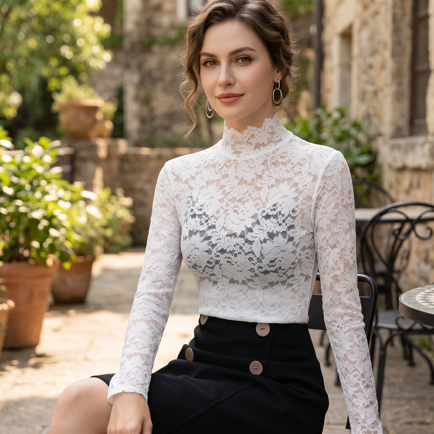 Isadora - Elegant Floral Lace High Neck Blouse DONE 06-11-2026