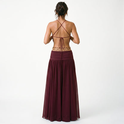 Jenifer - Elegant Chiffon Evening Dress with Deep V Neckline