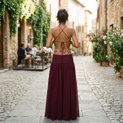 Jenifer - Elegant Chiffon Evening Dress with Deep V Neckline