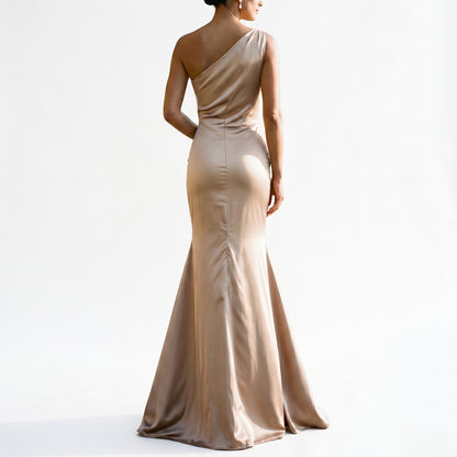 Julia - Elegant One-Shoulder Satin Gown for Wedding Guests and Formal Events Approved