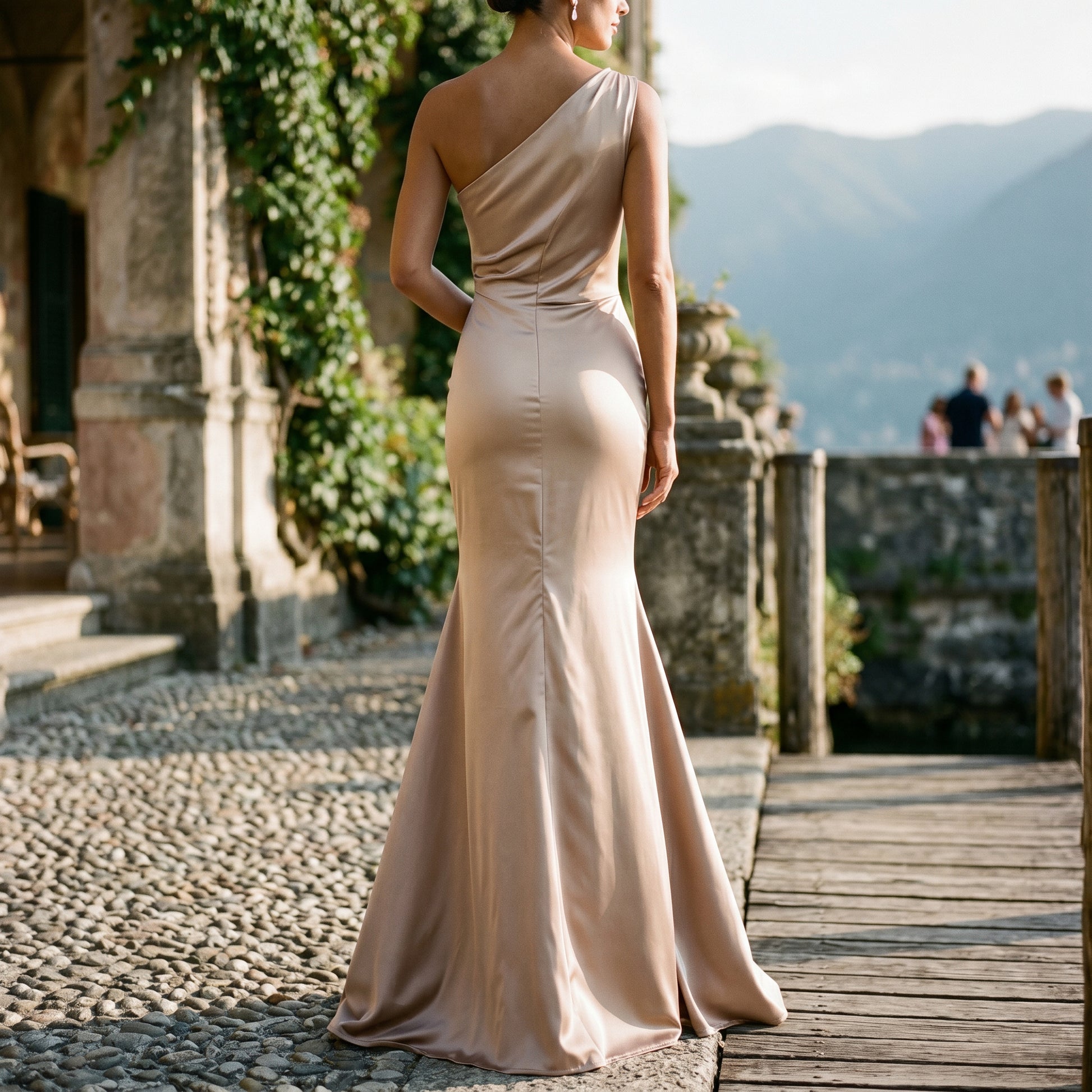 Julia - Elegant One-Shoulder Satin Gown for Wedding Guests and Formal Events Approved