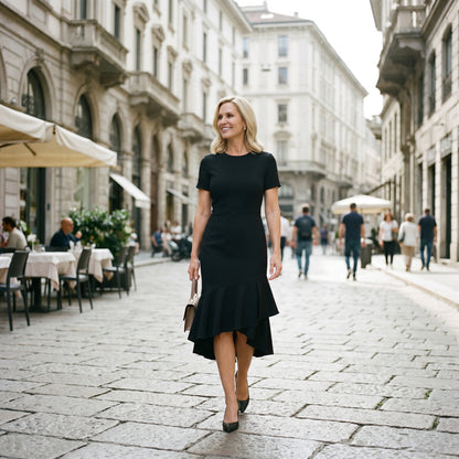 Juliana - Elegant Midi Dress with Sleeves