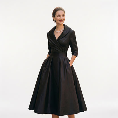 Karla - Elegant Satin Midi Wedding Guest Dress