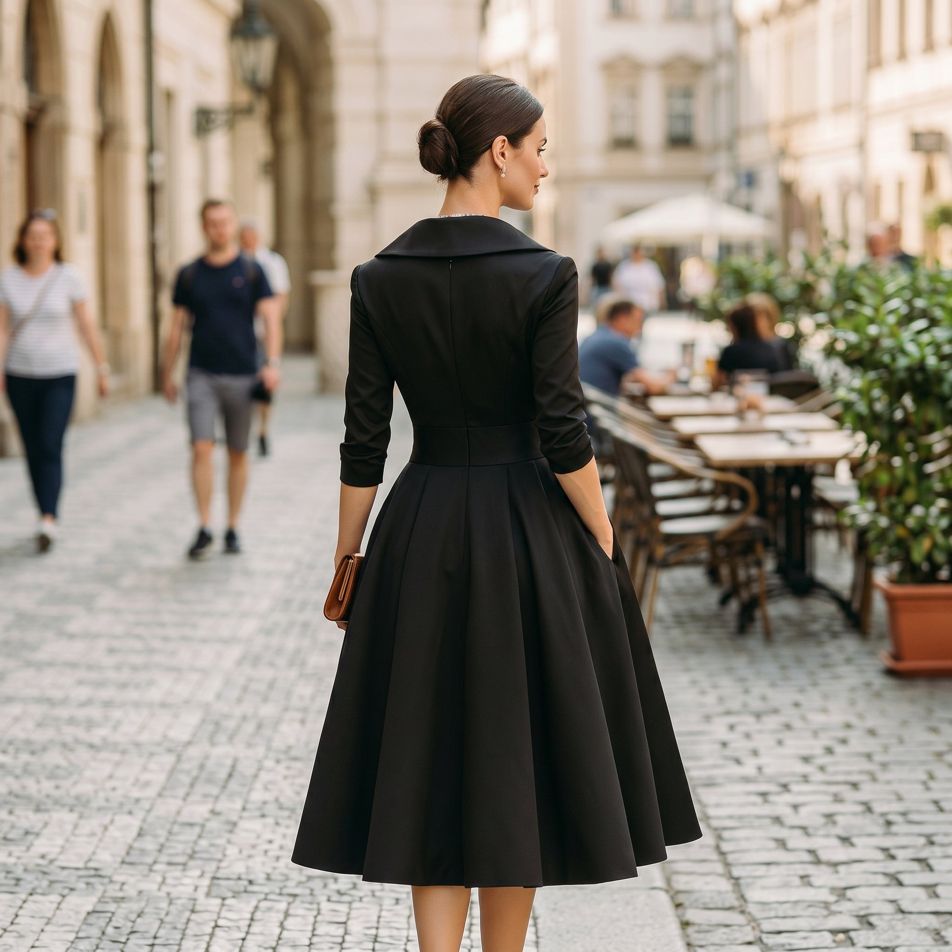 Karla - Elegant Satin Midi Wedding Guest Dress