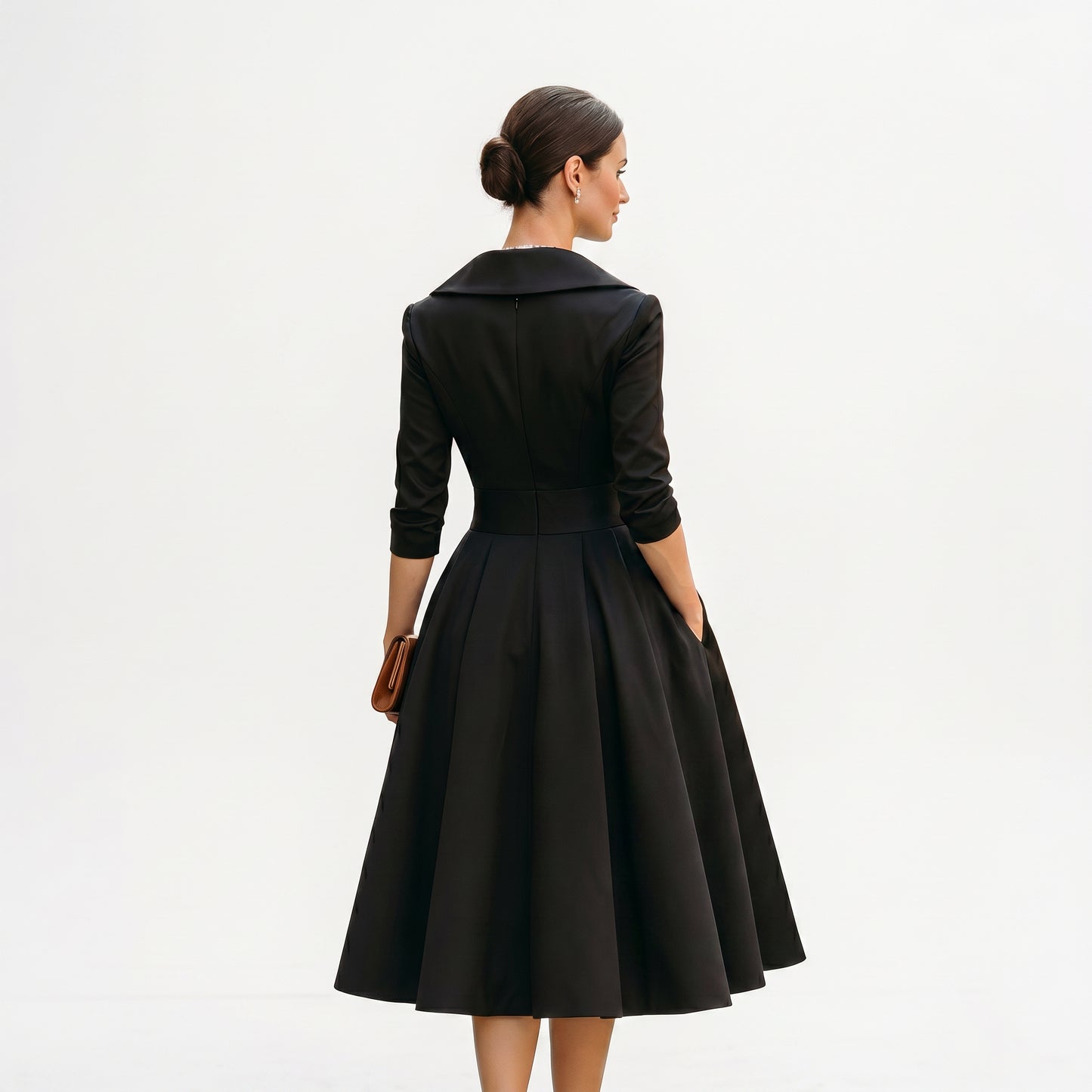 Karla - Elegant Satin Midi Wedding Guest Dress