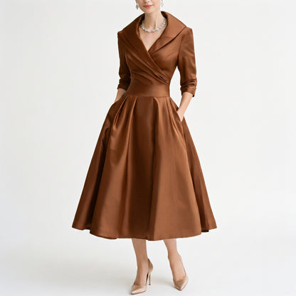 Karla - Elegant Satin Midi Wedding Guest Dress DONE