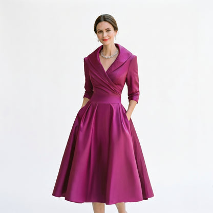 Karla - Elegant Satin Midi Wedding Guest Dress DONE