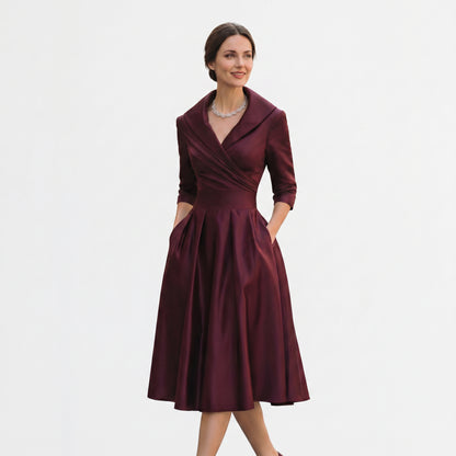 Karla - Elegant Satin Midi Wedding Guest Dress DONE