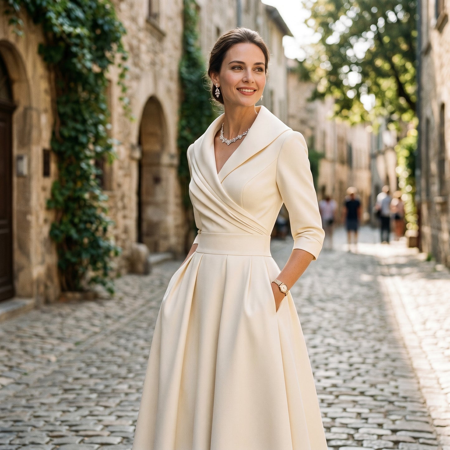 Karla - Elegant Satin Midi Wedding Guest Dress DONE
