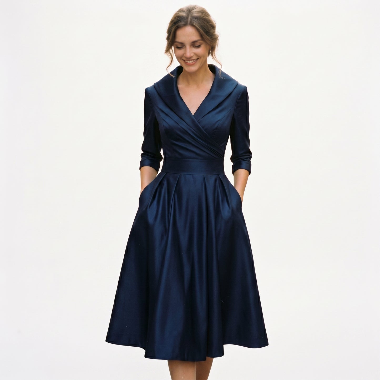 Karla - Elegant Satin Midi Wedding Guest Dress DONE