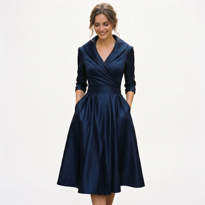 Karla - Elegant Satin Midi Wedding Guest Dress DONE