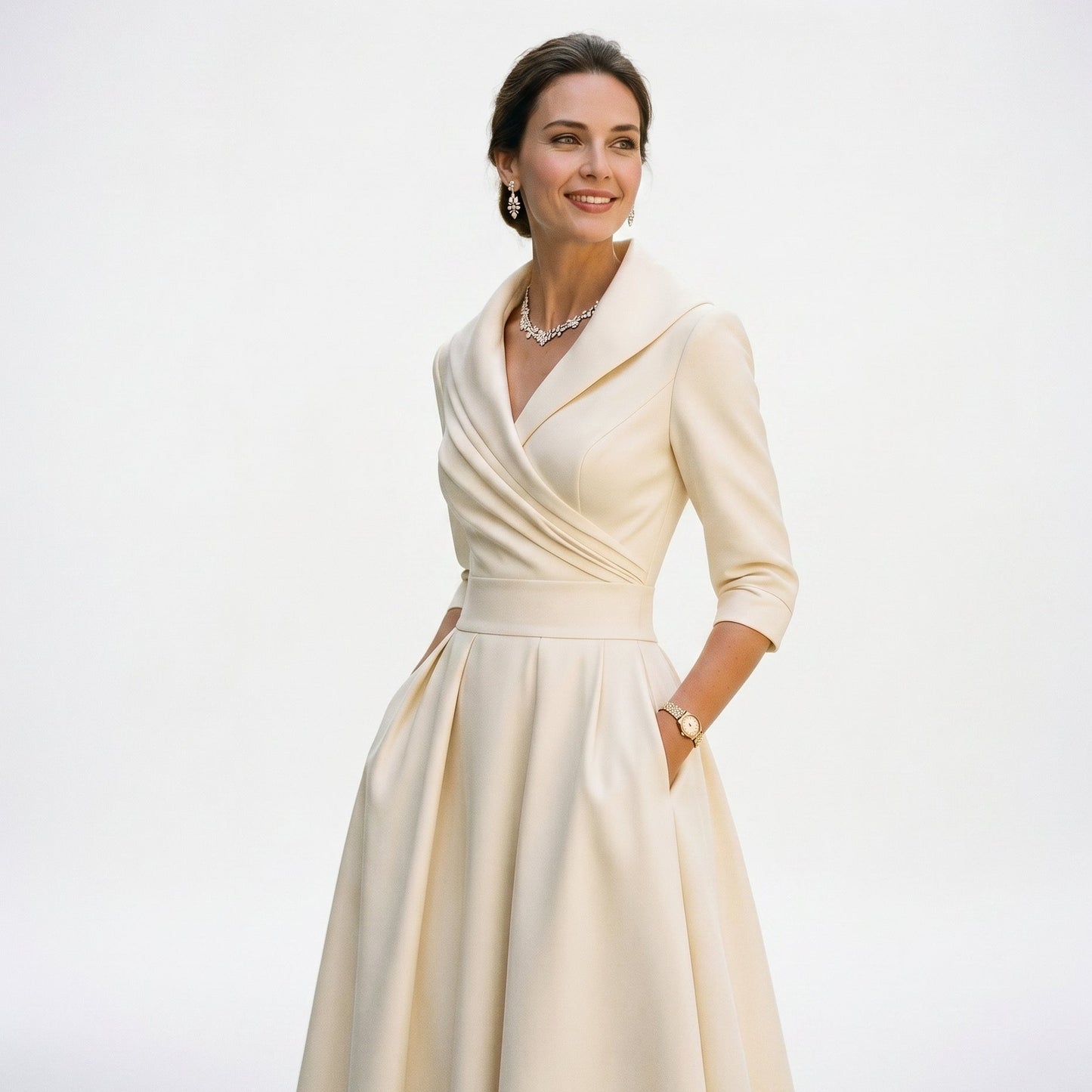 Karla - Elegant Satin Midi Wedding Guest Dress DONE