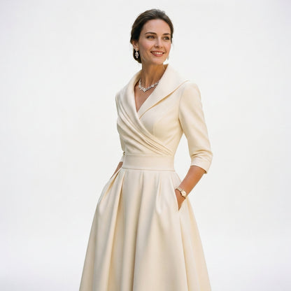 Karla - Elegant Satin Midi Wedding Guest Dress DONE