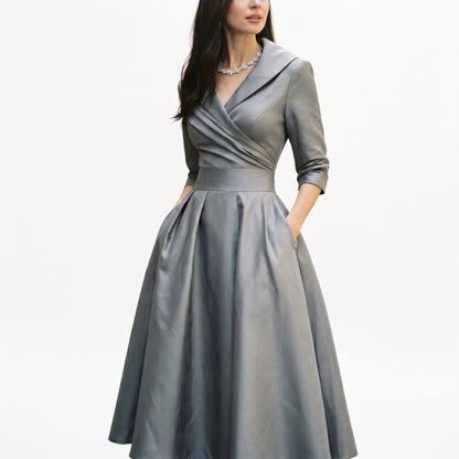 Karla - Elegant Satin Midi Wedding Guest Dress DONE