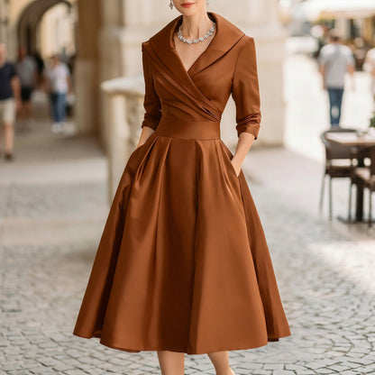 Karla - Elegant Satin Midi Wedding Guest Dress DONE
