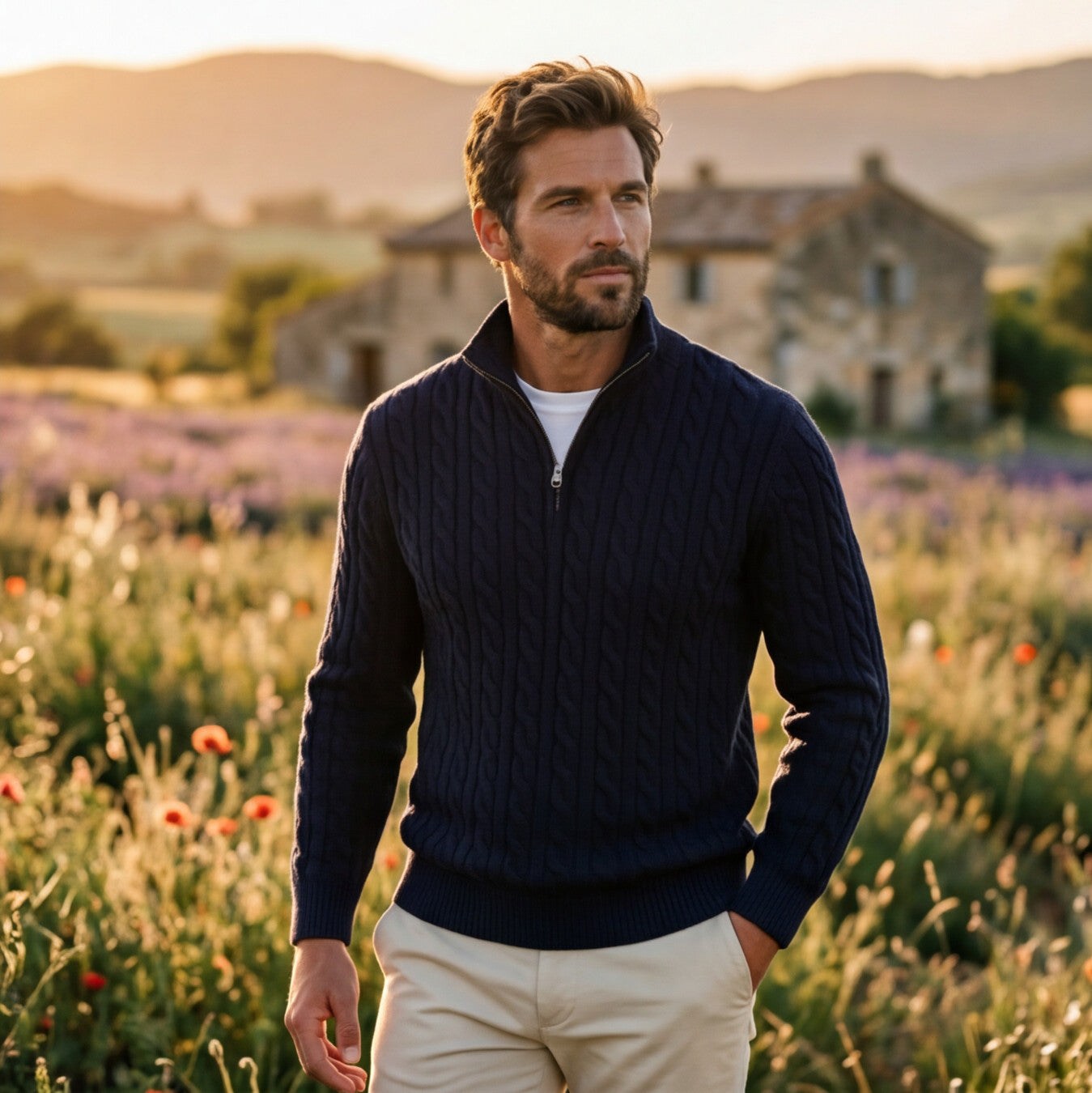 Lightweight Quarter Zip Sweater for Men