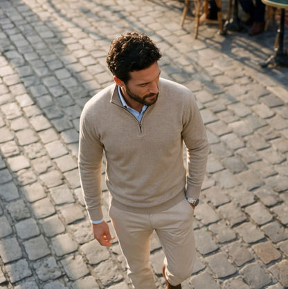 Lightweight Slim Fit Quarter Zip Mens Sweater