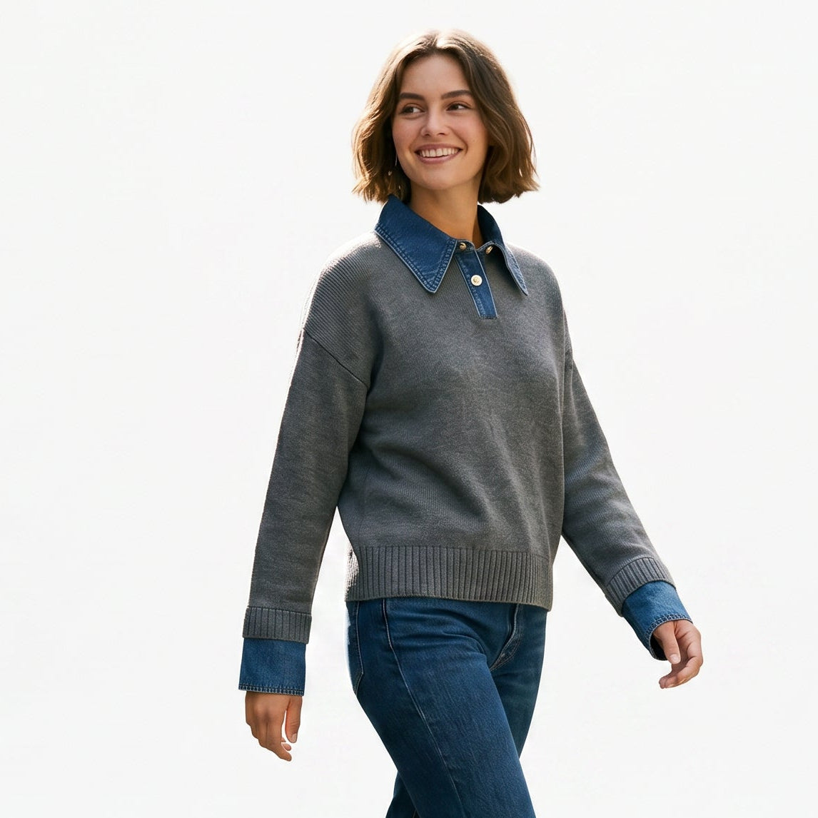 Lucy - Stylish Women's Sweater with 2 in 1 Panel Lapel DONE 05-09-2026
