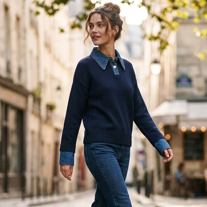 Lucy - Stylish Women's Sweater with 2 in 1 Panel Lapel DONE 05-09-2026