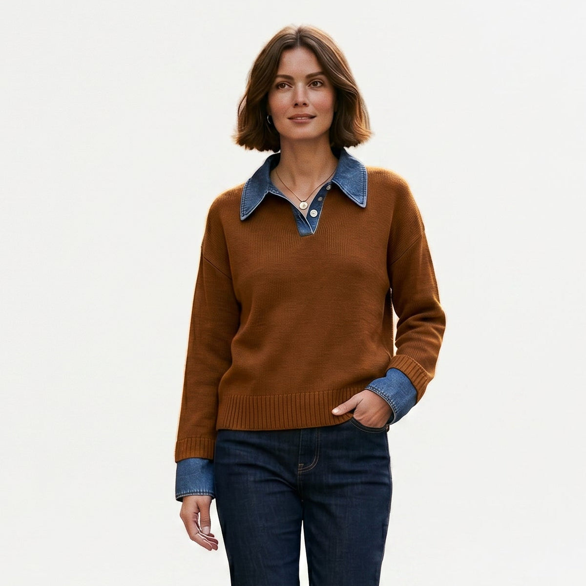 Lucy - Stylish Women's Sweater with 2 in 1 Panel Lapel DONE 05-09-2026