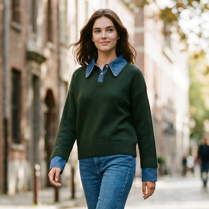 Lucy - Stylish Women's Sweater with 2 in 1 Panel Lapel DONE 05-09-2026