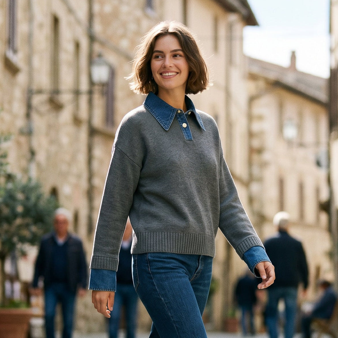 Lucy - Stylish Women's Sweater with 2 in 1 Panel Lapel DONE 05-09-2026