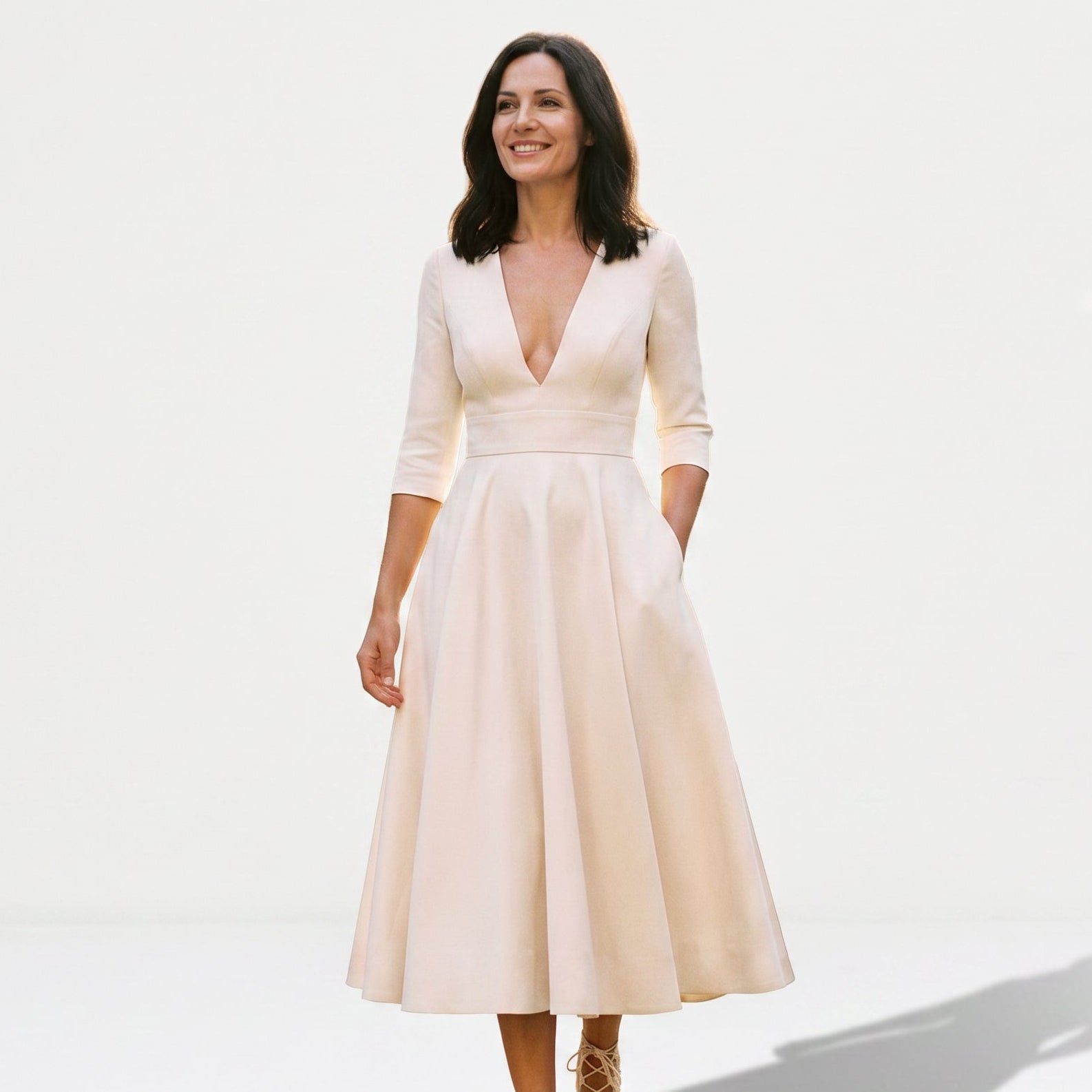 Lydia - Elegant White Midi Dress for Timeless Style DONE 05-12-2026
