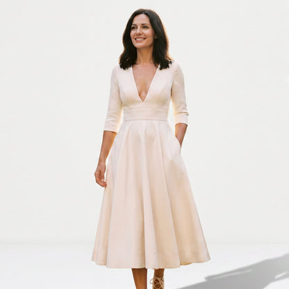 Lydia - Elegant White Midi Dress for Timeless Style DONE 05-12-2026