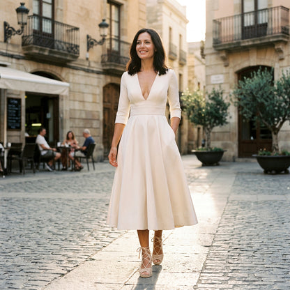Lydia - Elegant White Midi Dress for Timeless Style DONE 05-12-2026
