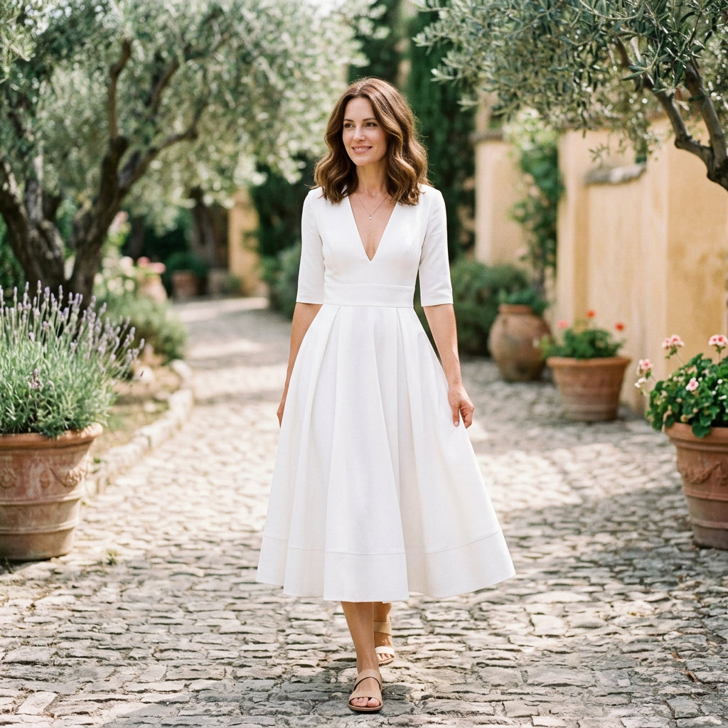 Lydia - Elegant White Midi Dress for Timeless Style DONE 05-12-2026