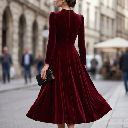 Melania - Velvet Plus Size Midi Dress for Wedding Guests and Formal Events DONE