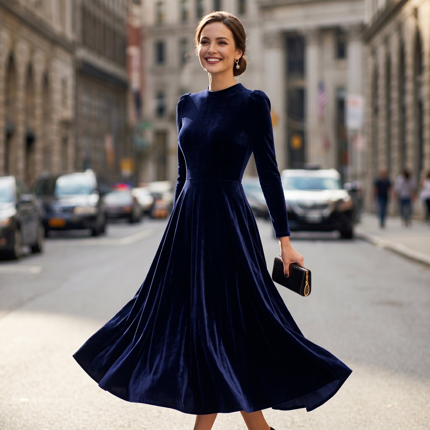 Melania - Velvet Plus Size Midi Dress for Wedding Guests and Formal Events DONE