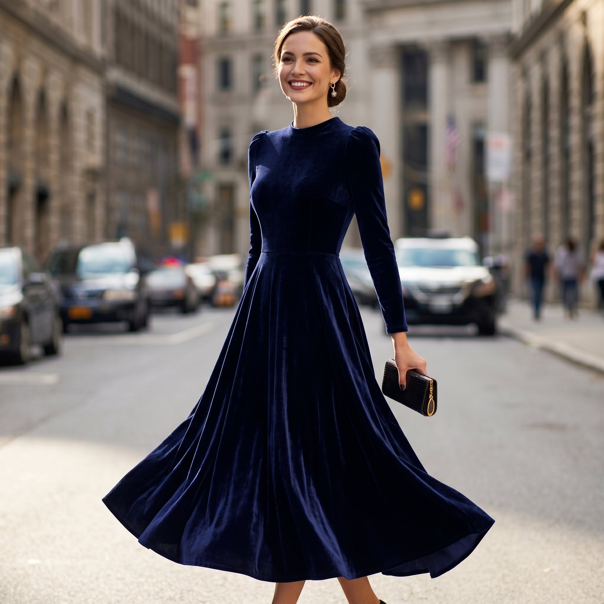 Melania - Velvet Plus Size Midi Dress for Wedding Guests and Formal Events DONE