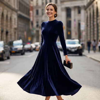 Melania - Velvet Plus Size Midi Dress for Wedding Guests and Formal Events DONE