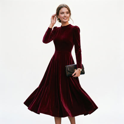 Melania - Velvet Plus Size Midi Dress for Wedding Guests and Formal Events DONE
