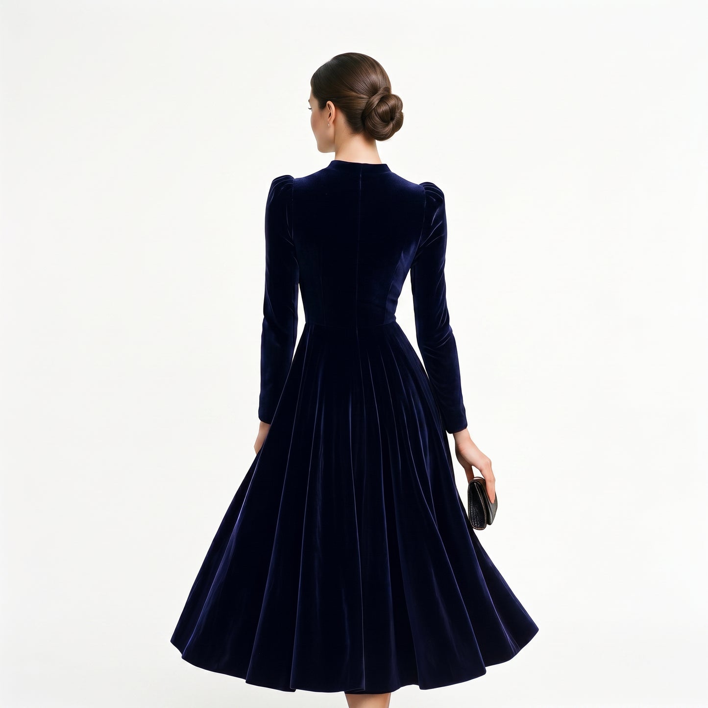 Melania - Velvet Plus Size Midi Dress for Wedding Guests and Formal Events