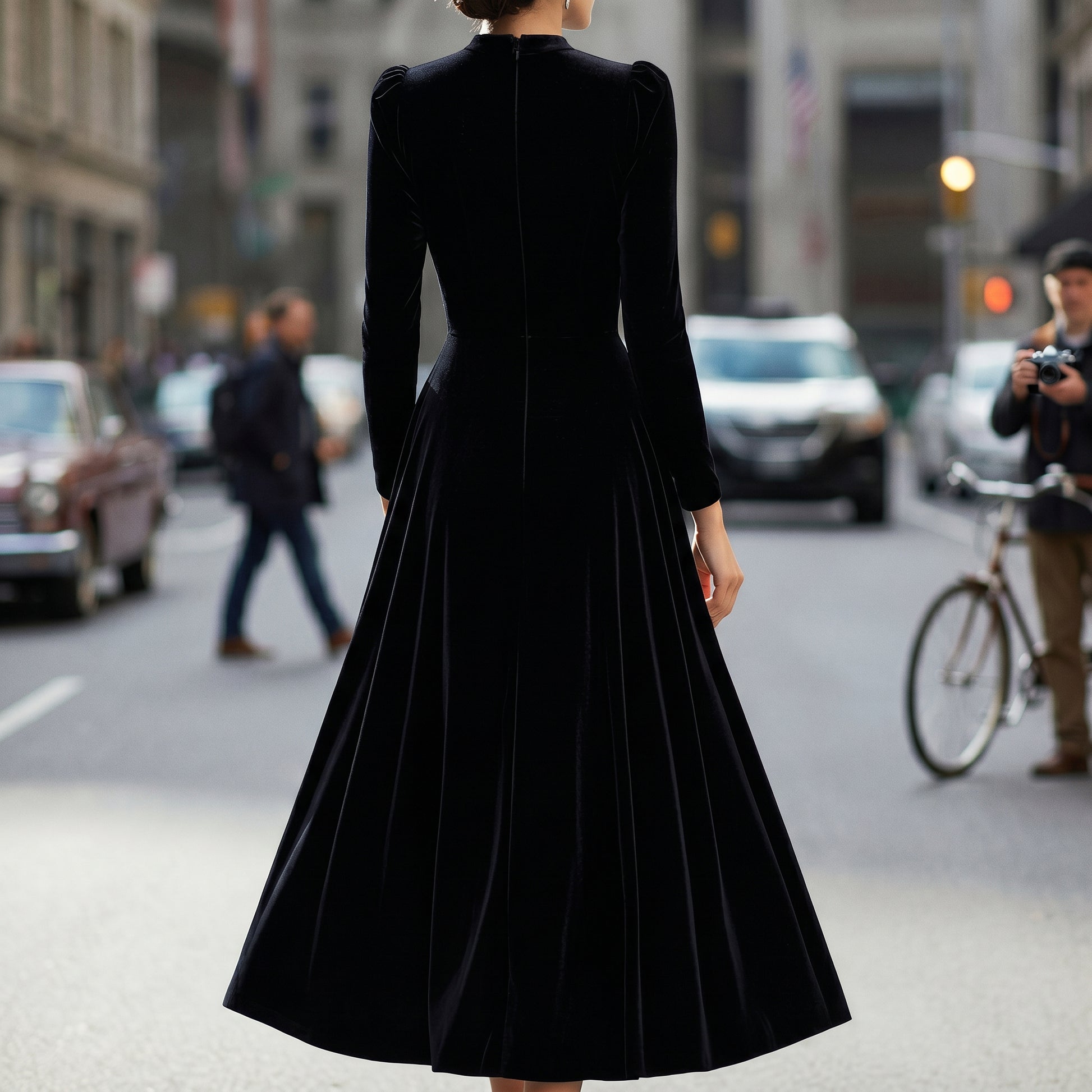 Melania - Velvet Plus Size Midi Dress for Wedding Guests and Formal Events DONE