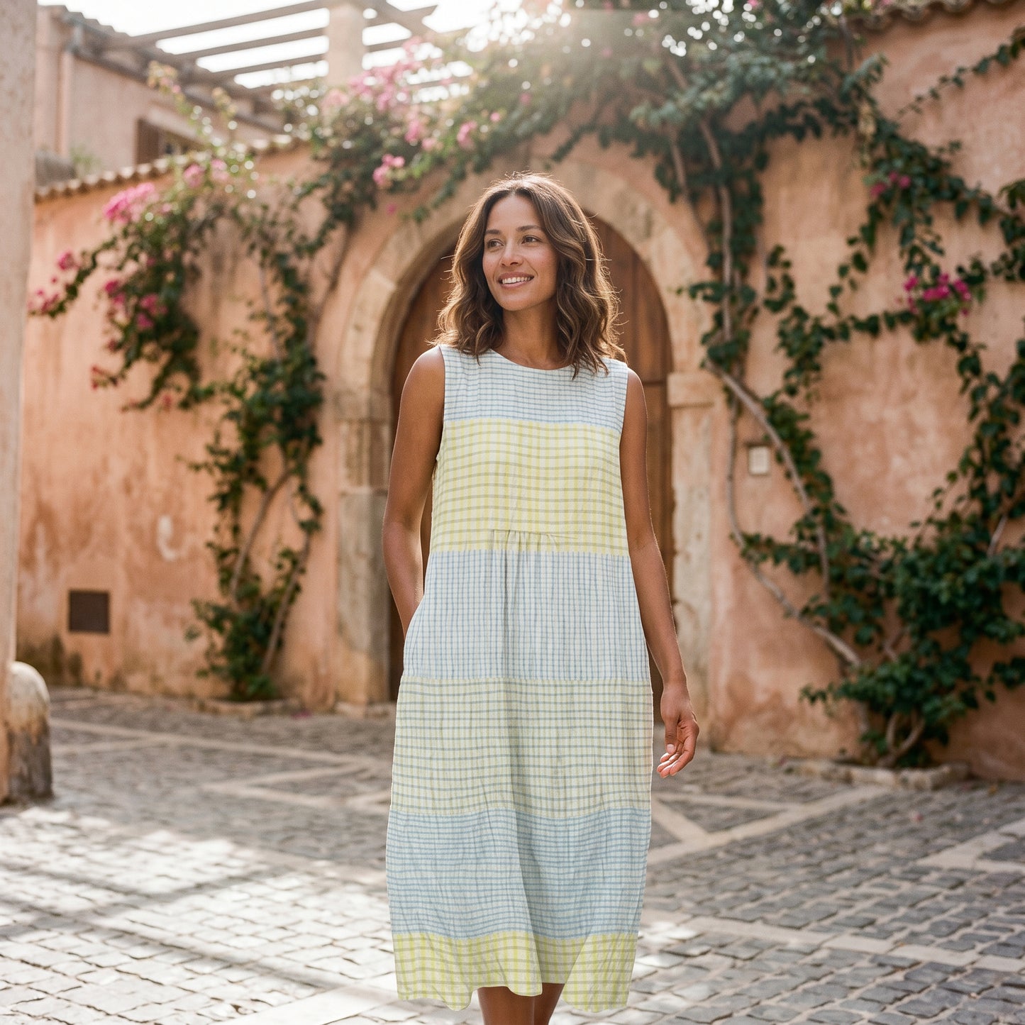Mia | Casual Breezy Summer Dress in Color-Block Plaid DONE 06-05-2026