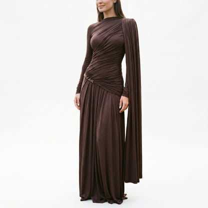 Mia | Elegant Fitted Maxi Dress with Draped Panel DONE 05-26-2026