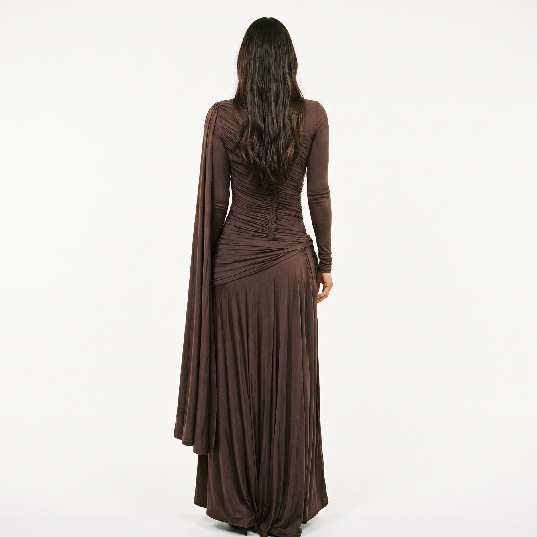 Mia | Elegant Fitted Maxi Dress with Draped Panel DONE 05-26-2026