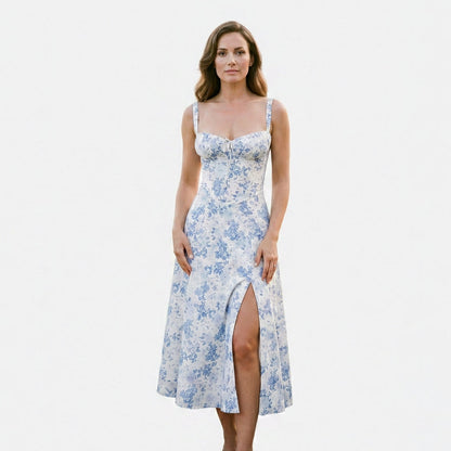 Mia - Elegant Floral Corset Summer Dress for Wedding Guests