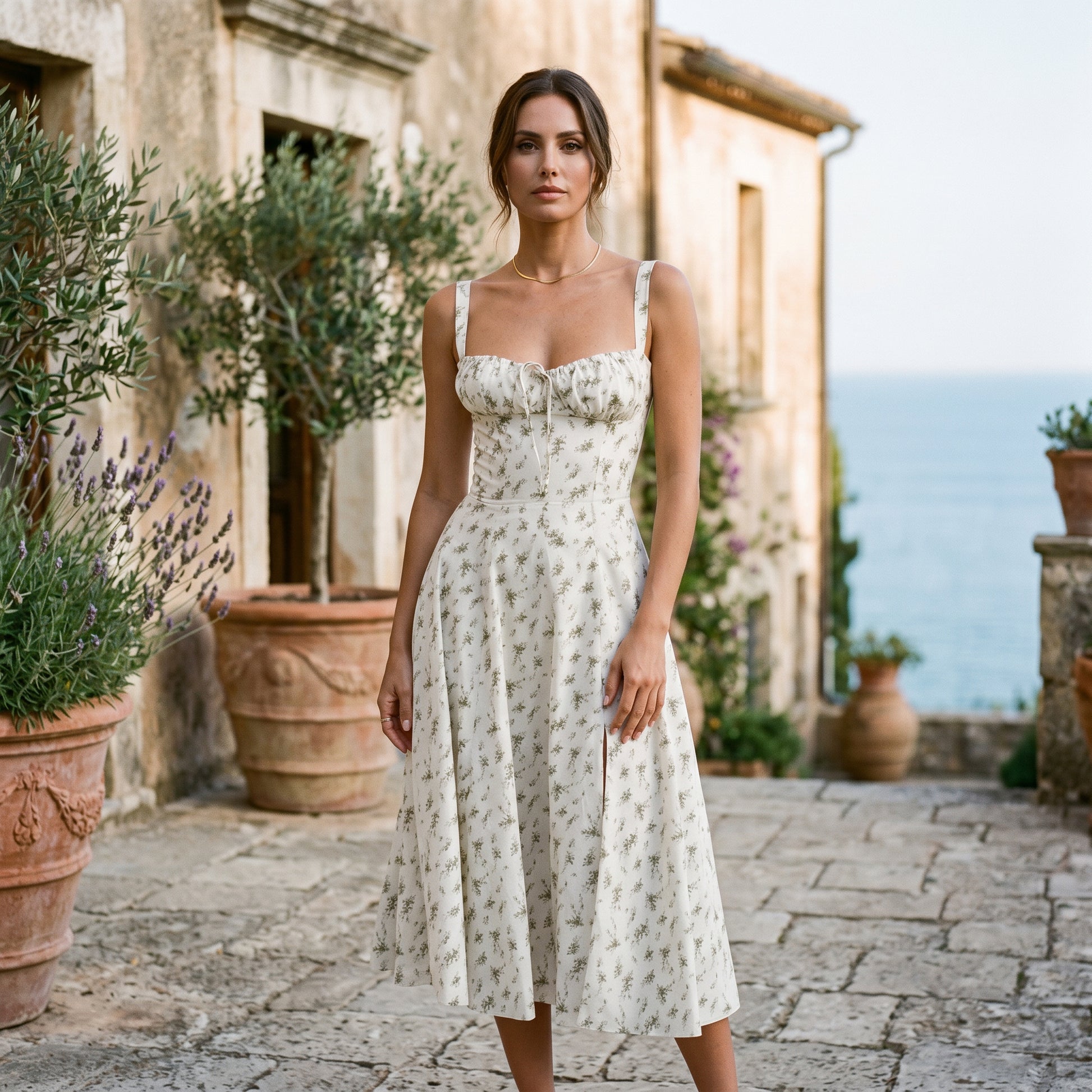 Mia - Elegant Floral Corset Summer Dress for Wedding Guests