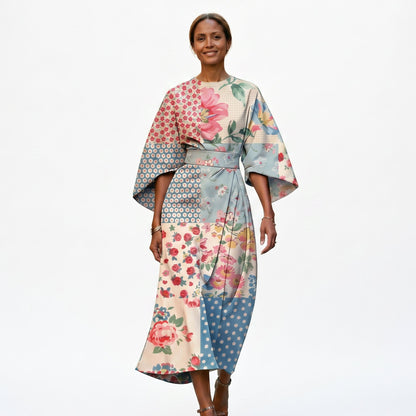 Mia | Elegant Floral Kimono Sleeve Midi Dress for Wedding Guests DONE 06-05-2026