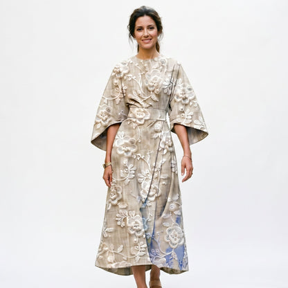 Mia | Elegant Floral Kimono Sleeve Midi Dress for Wedding Guests DONE 06-05-2026