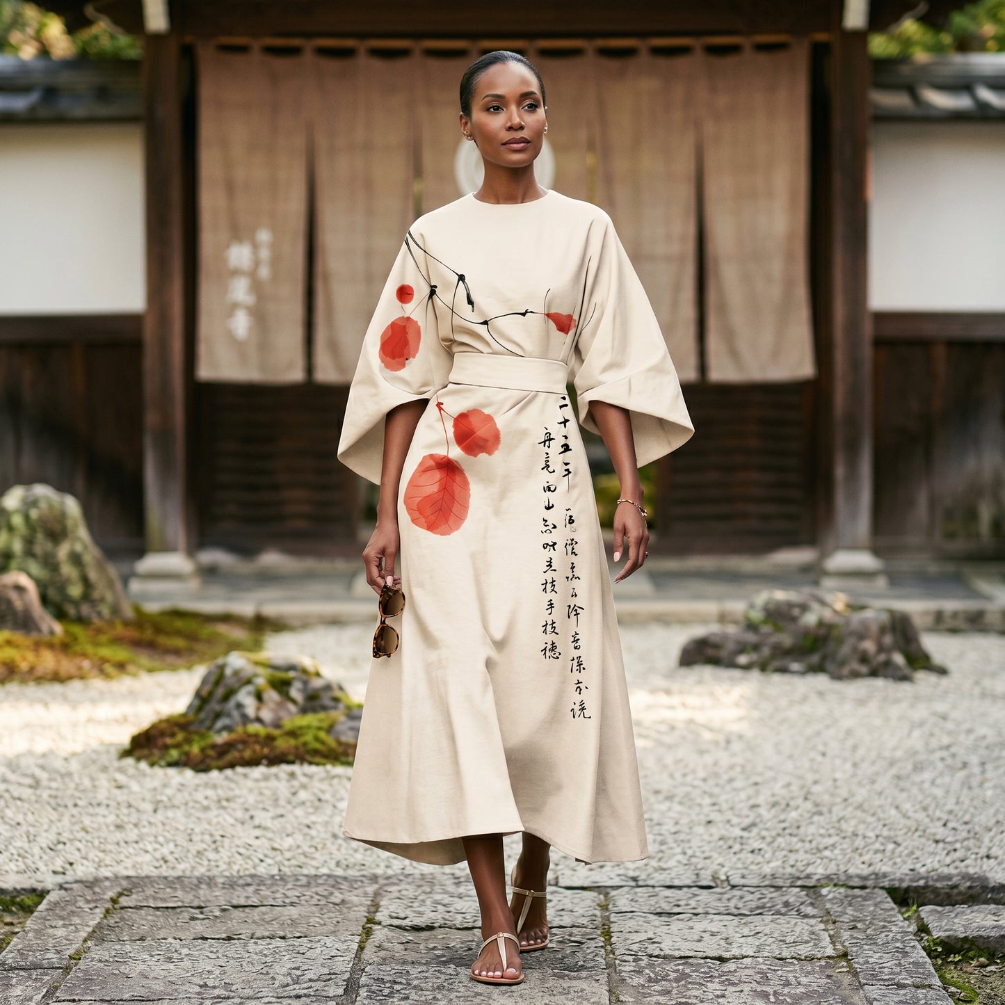 Mia | Elegant Floral Kimono Sleeve Midi Dress for Wedding Guests DONE 06-05-2026