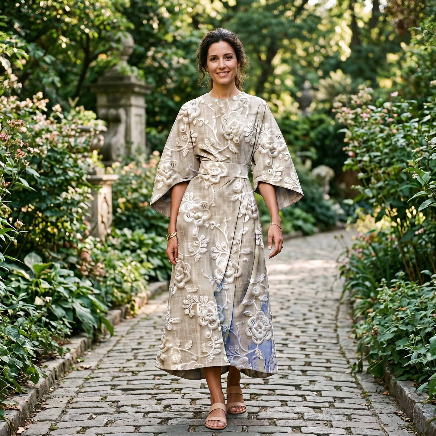 Mia | Elegant Floral Kimono Sleeve Midi Dress for Wedding Guests DONE 06-05-2026