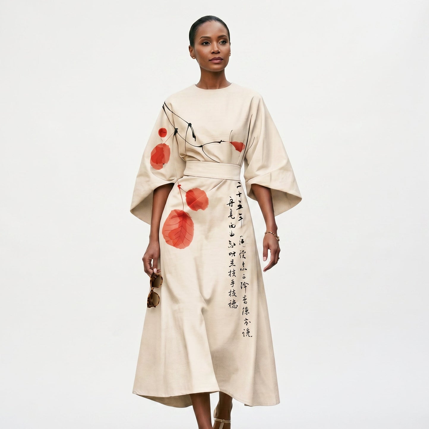 Mia | Elegant Floral Kimono Sleeve Midi Dress for Wedding Guests DONE 06-05-2026