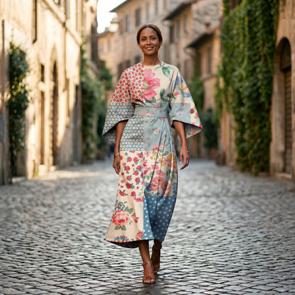 Mia | Elegant Floral Kimono Sleeve Midi Dress for Wedding Guests DONE 06-05-2026