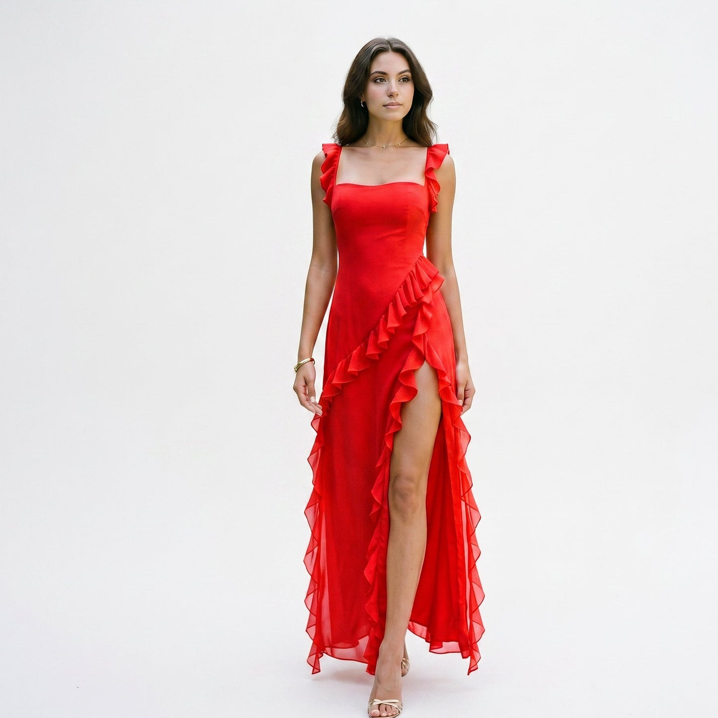 Mia | Elegant Ruffled Black Maxi Dress for Women DONE 06-10-2026